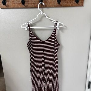 (4 for $20 Bundle✅)Stylish Burgundy and Cream Striped Dress
